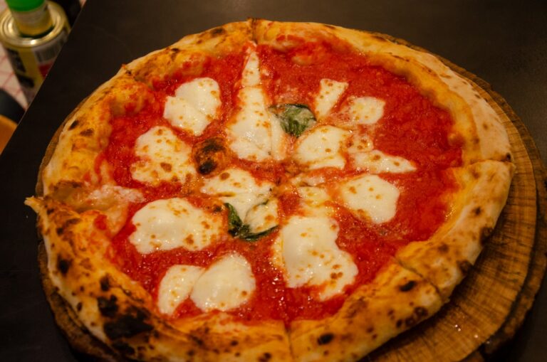 Margherita pizza with buffalo mozzarella and fresh basil, Pizza on Fire Phuket