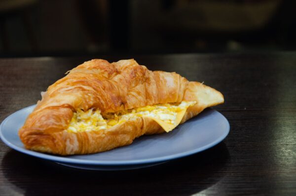 Croissant sandwich with scrambled egg and cheese at Metro Fast Food, Patong