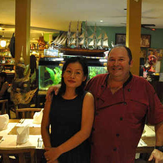 Bertrand and Lek, owners of Le Celtique restaurant, Rawai Phuket