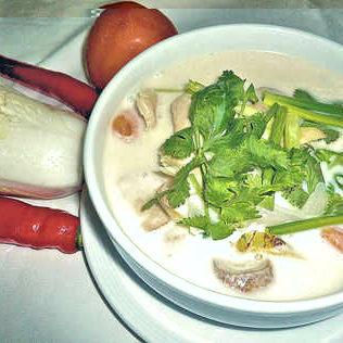 Tom Kha Gai coconut and galangal soup at Le Celtique, Rawai Phuket