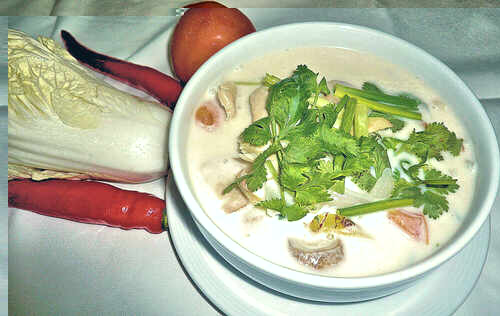 Tom Kha Gai coconut and galangal soup at Le Celtique, Rawai Phuket