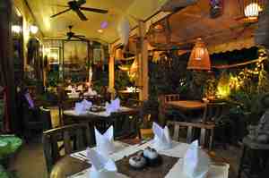 Le Celtique covered terrace with lanterns, Rawai restaurant Phuket